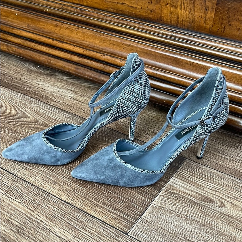 White House Black Market Gray Suede Heels 8